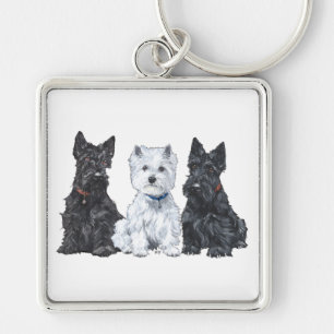 Porte-clés Deux Scotties et un Westie