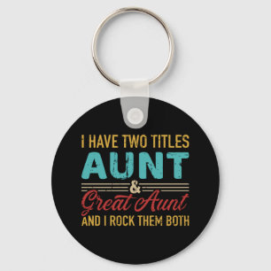 Porte-clés Deux titres tante et grande tante vintage rétro