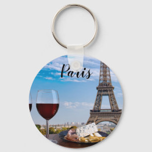 Porte-clés Deux verres de vin en café à Paris