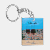 Porte-clés Deux verres de vin rouge avec vue sur Dubrovnik (Devant gauche)