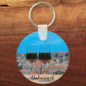 Porte-clés Deux verres de vin rouge avec vue sur Dubrovnik Co (Recto)