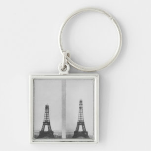 Porte-clés Deux vues de la construction d'Eiffel