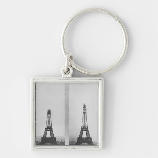 Porte-clés Deux vues de la construction d'Eiffel (Devant)