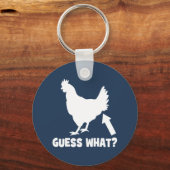 Porte-clés Devinez Quoi ? Bouton de poulet (Recto)