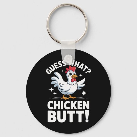 Porte-clés Devinez quoi cul de poulet Clic Design de blague p (Recto)