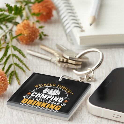 Porte-clés Devis de camping amusant (Devant Droit)