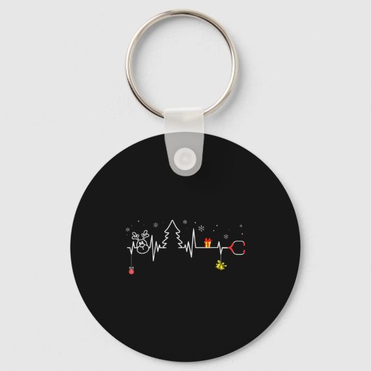 Porte-clés Devoxtee Christmas Tree Heartbeat Funny Christmas (Recto)
