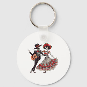 Porte-clés Dia De Los Muertos Danser Skeletons Couple Mexicai