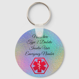 Porte-clés Diabetic Alert Personalized Type 1 or 2