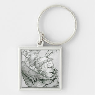 Porte-clés Diable jouant la tête de l'homme comme saxophone,