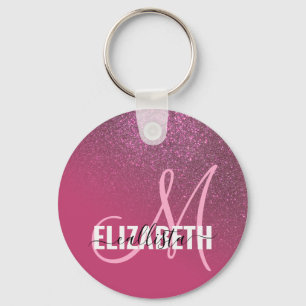 Porte-clés Diagonal Berry Pink Glitter Gradient Ombre