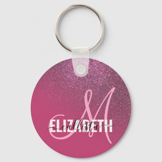 Porte-clés Diagonal Berry Pink Glitter Gradient Ombre (Recto)