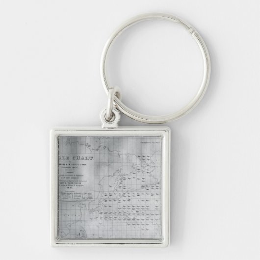 Porte-clés Diagramme de baleine du North Pacific, 1851 (Devant)