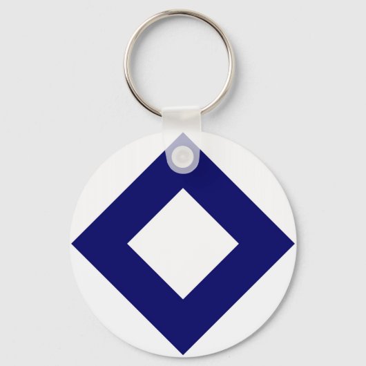 Porte-clés Diamant blanc, Bordure bleu gras (Recto)