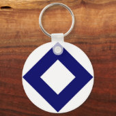 Porte-clés Diamant blanc, Bordure bleu gras (Recto)