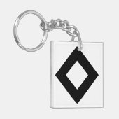 Porte-clés Diamant blanc, Bordure noire en gras (Devant gauche)