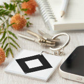 Porte-clés Diamant blanc, Bordure noire en gras (Devant Droit)