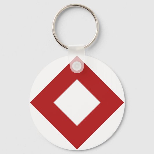 Porte-clés Diamant blanc, Bordure rouge gras (Recto)