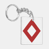 Porte-clés Diamant blanc, Bordure rouge gras (Devant gauche)