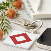 Porte-clés Diamant blanc, Bordure rouge gras (Devant Droit)