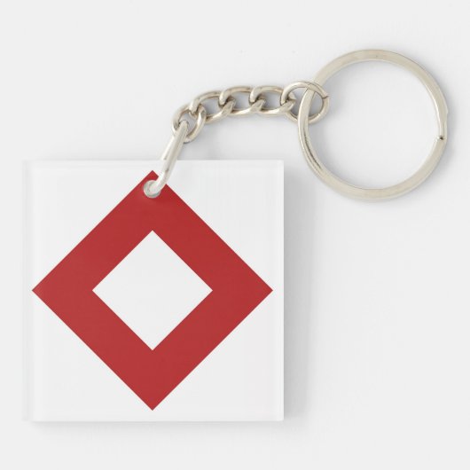 Porte-clés Diamant blanc, Bordure rouge gras (Dos)