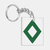 Porte-clés Diamant blanc, Bordure vert gras (Devant gauche)