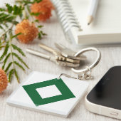 Porte-clés Diamant blanc, Bordure vert gras (Devant Droit)