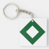 Porte-clés Diamant blanc, Bordure vert gras (Devant)