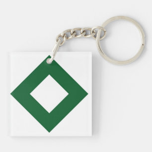 Porte-clés Diamant blanc, Bordure vert gras
