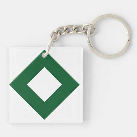 Porte-clés Diamant blanc, Bordure vert gras (Dos)