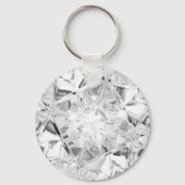 Porte-clés Diamant Blanc Unique Nom Personnalisé Moderne (Recto)