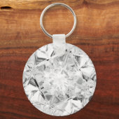 Porte-clés Diamant Blanc Unique Nom Personnalisé Moderne (Recto)