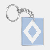 Porte-clés Diamant bleu pâle, Bordure blanche gras (Devant gauche)