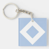 Porte-clés Diamant bleu pâle, Bordure blanche gras (Devant)