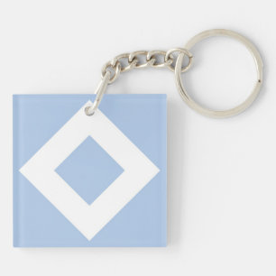 Porte-clés Diamant bleu pâle, Bordure blanche gras