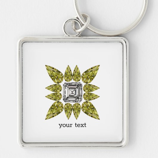 Porte-clés Diamant de poire jaune (Devant)