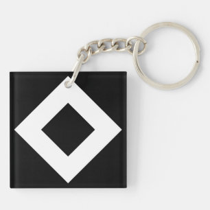Porte-clés Diamant noir, Bordure en blanc gras