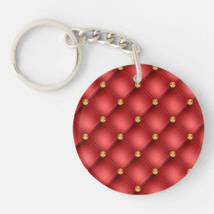Porte-clés Diamant Or Tufted Porte - clé en cuir rouge