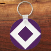 Porte-clés Diamant Profond Violet, Bordure Blanche Gras (Recto)