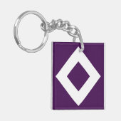 Porte-clés Diamant Profond Violet, Bordure Blanche Gras (Devant gauche)