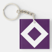 Porte-clés Diamant Profond Violet, Bordure Blanche Gras (Devant)