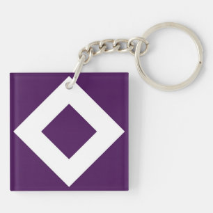 Porte-clés Diamant Profond Violet, Bordure Blanche Gras