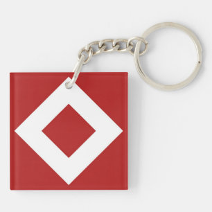 Porte-clés Diamant rouge, Bordure blanche en gras