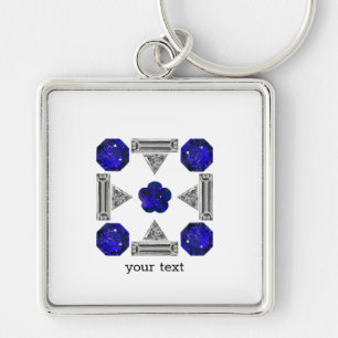 Porte-clés Diamant Sapphire Gemstone Art, Bleu