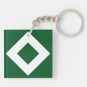 Porte-clés Diamant Vert, Bordure Blanche Gras (Dos)