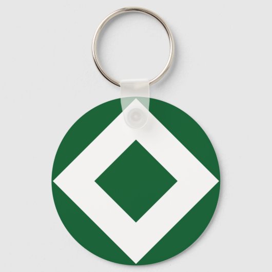 Porte-clés Diamant Vert, Bordure Blanche Gras (Recto)
