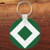 Porte-clés Diamant Vert, Bordure Blanche Gras (Recto)