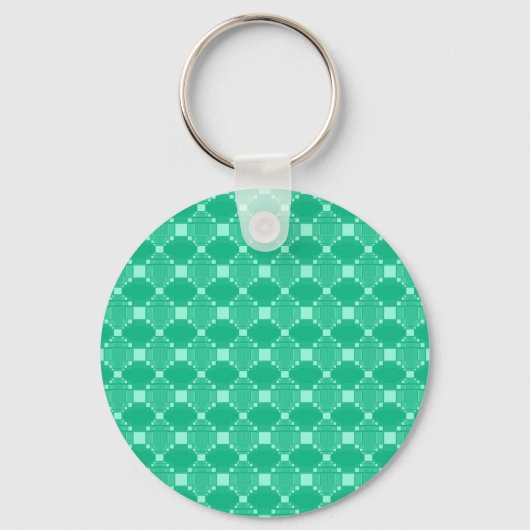 Porte-clés Diamant Vert Moderne Et Motif Carré (Recto)