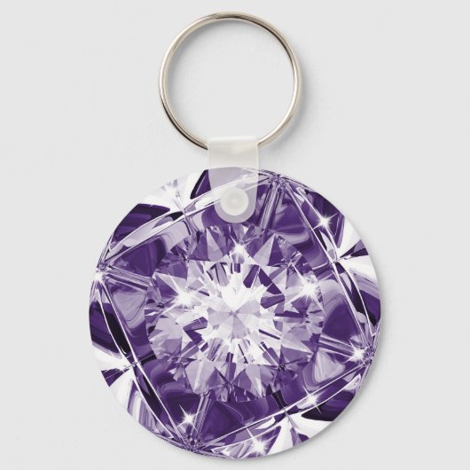 Porte-clés Diamant Violet Unique Nom Personnalisé Unique (Recto)