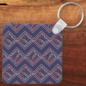 Porte-clés Diamants brodés d'indigo (Verso)
